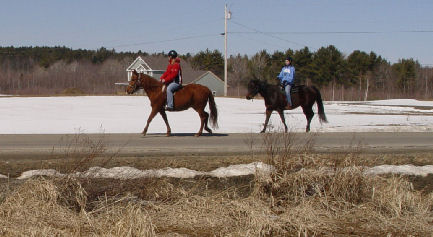 Riding along the road